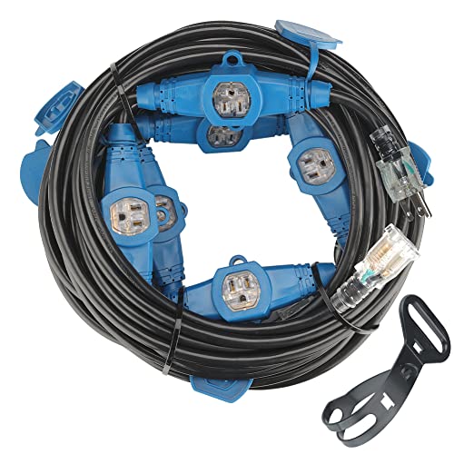 50 Feet Multi Outlet Extension Cord 14 Gauge 7 Nema 5-15R Outlets - size: 14 Gauge 50FT 7 Outlets