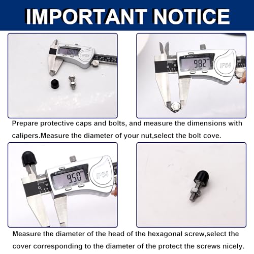 smseace 150pcs 6-Values Bolt and Nuts Protective Caps - color: Black-150Pcs