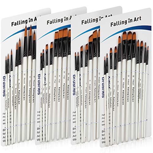 Falling in Art 48 PCS Painting Brushes Sets, Artist Paintbrushes - size: 48 Pcs Mix Nylon
