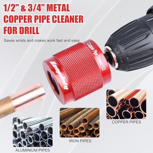 1/2" & 3/4" Copper Pipe Cleaner for Drill - Quick Rust Removal - color: 2Pcs-Aluminum Alloy