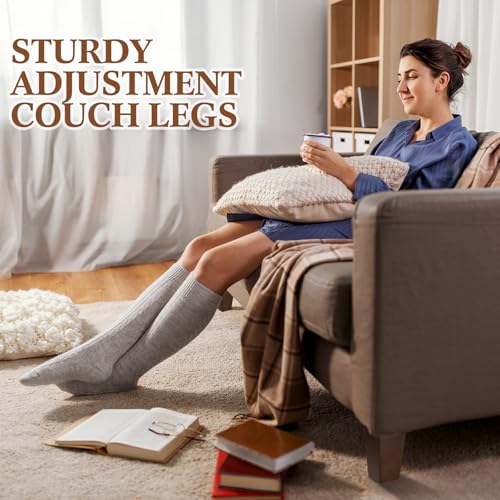Hoteam 8 Pcs 5 Inch Square Wood Furniture Legs Couch Sofa Feet, Brown - size: 5 Inch