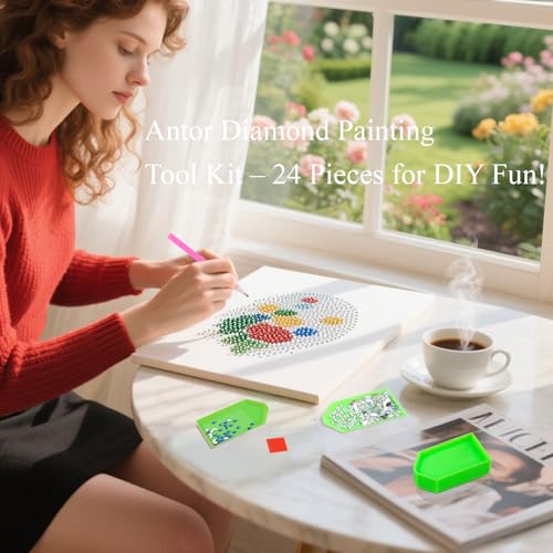 antor 24PCS Diamond Painting Tools and Accessories Kit - color: 24-Piece