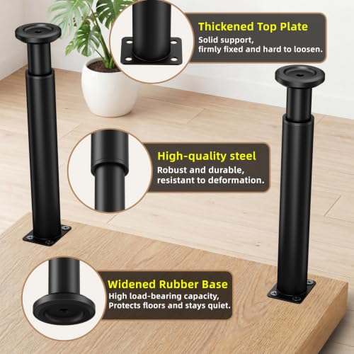 Wlrrcwdttc 4 Pcs Adjustable Bed Center Support Legs 10-17 inch for Bed Frame/Bed Center Slat, Metal Adjustable Furniture Legs for Bed/Cabinet/Sofa/Dresser/Couch/Table,Heavy Duty Bed Replacement Legs - size: 10-17 inch (4pcs)