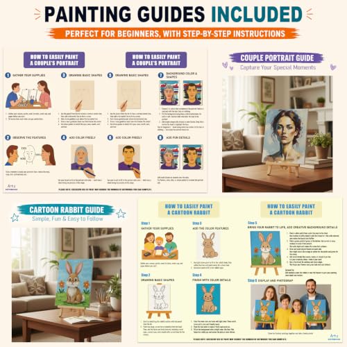 2 Pack Paint Set for Couples and Families with Portrait & Cartoon Guides