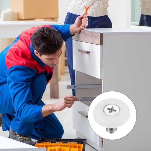 PATIKIL 22mm Drawer Rollers, 4 Set Nylon Positioning Pulleys Small Drawer Pulley Replacement Wheel with Spring Washer and Nut for File Cabinet Slides, White - size: 22mm