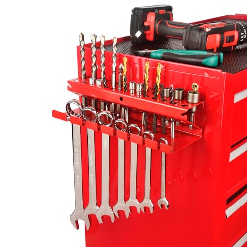 MUTUACTOR Magnetic Screwdriver Rack,1PCS Heavy Duty Magnetic Mount Red Screwdriver Organizer,Magnetic Tool Holder Durable Storage Holder for Multiple Screwdriver Plier Shear Tool Chest Cart Workbench - style: Red Drill Bits Wrench Holder