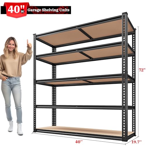 REIBII 40" W Storage Shelves Load 2500Lbs for Garage Pantry Closet Kitchen - size: 40"W x 19.7''D x 72''H