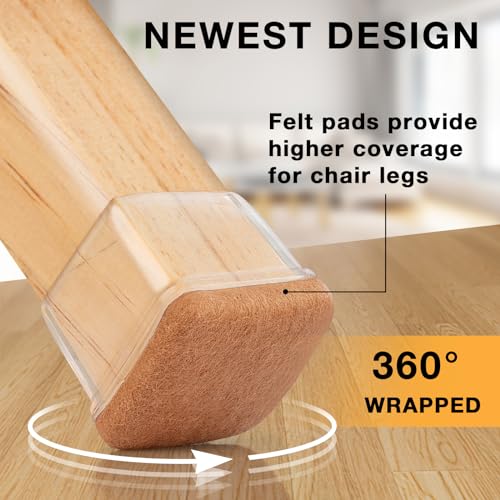 16 Pcs Square Chair Leg Floor Protectors for Hardwood Floors - size: M - 16 Pcs - Clear