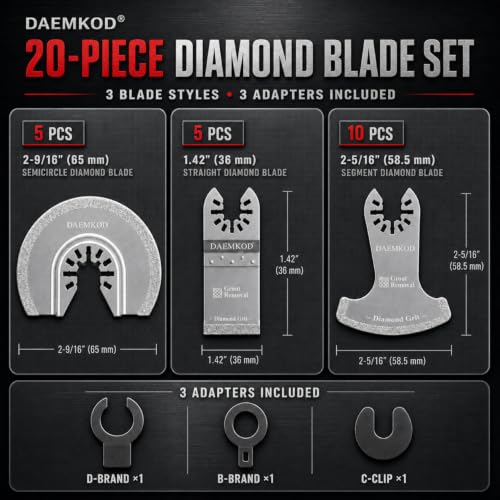20PCS Diamond Oscillating Tool Blade, Multitool Blades | Multi Tool Blades Kit & Oscillating Tool Accessories for Grout Removal, Diamond Edge for Precise Cutting Performance - size: A-20 PCS