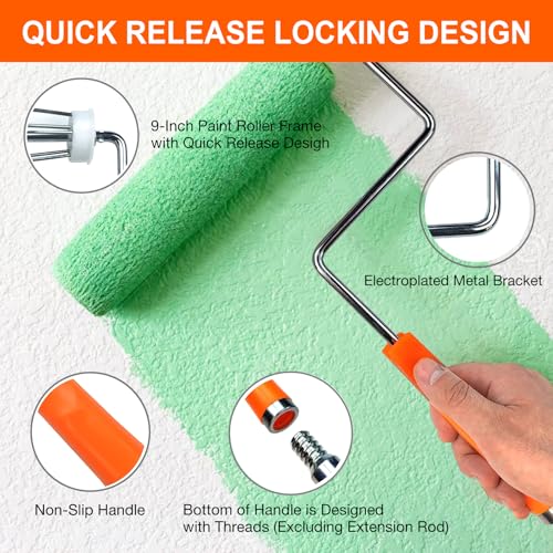 16-Piece Paint Roller Kit, 9"&4" Rollers with 3ft Extension Pole - color: 16 Pack, 9" & 4" roller