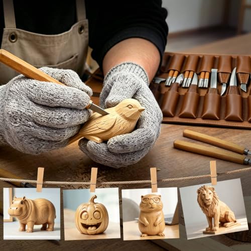 Deluxe Wood Carving Kit,40Pcs Wood Carving Tools with Leather Storage Bag - color: Walnut Brown- 40 Pcs