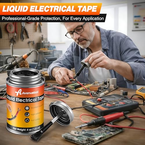 Liquid Electrical Tape 4oz Waterproof Liquid Tape Electrical Insulating Glue with Brush Cap, High Temperature Resistant Flexible Rubber Coating for Wires Cables, Plug, Automotive(Black) - color: Black