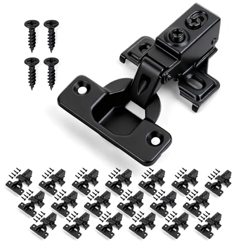 Mousike 20 Pack (10 Pair) Soft Close Cabinet Hinges, 1/2 Overlay Soft Close Hinges for Kitchen Cabinet, Stainless Steel, Built-in Damper, 100 Degree Opening Angle, 6 Way Adjustment - color: Black, size: 20 Pack