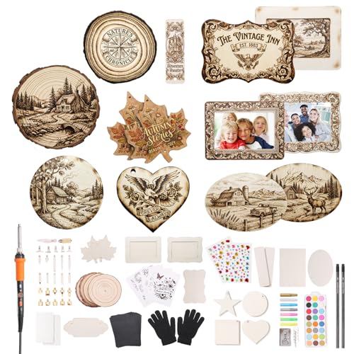 Zeadylaris Wood Burning Kit for Beginner- 156Pcs All-in-One Wood Burning Tool Pen Adjustable Temperature Wood Burner Kit Crafts Gifts for Adults & Teens DIY Paintings Dog Name Doorplate Decorations