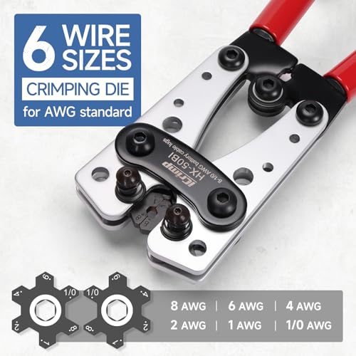 iCrimp Cable Lug Crimping Tool for Heavy Duty Wire Lugs AWG 8-1/0