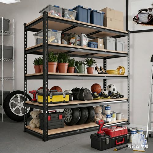48x18x72 Heavy Duty Garage Storage Shelves,5-Tier Metal Shelving Units - size: 48x18x72