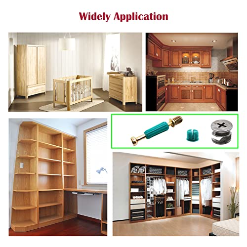 50 Set 3-in-1 Furniture Connecting Hardware Cam Lock Fasteners Kit,Cam Fitting Pre-Inserted Nut and Eccentric Wheel with Dowels Cam Locks for Furniture Crib Cabinet Drawer Wardrobe Splicing