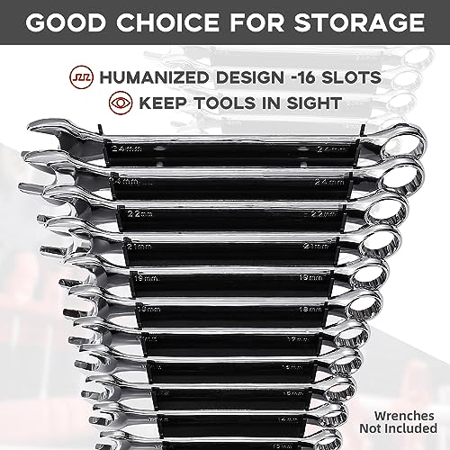 Reniteco Plastic Wrench Organizer, Premium High-density Wrench Holder, Large Wrench Racks for Wall and Tool Box, 32 Slots Fit SAE&Metric Wrenches Tray(2Black) - color: Black, size: 2PC