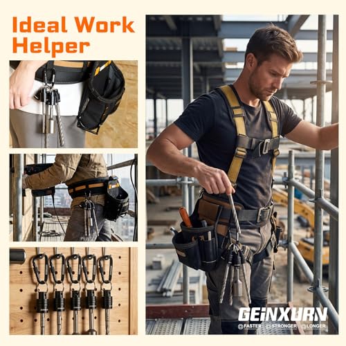 Geinxurn 5Pcs SDS Shank Bit Holder Keychain Set, Heavy Duty Quick Release Drill Bit Storage Organizer for Impact Driver Drill Bit for Lineman, Electricians, Construction Crews Outdoor Work - size: SDS005