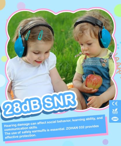 ZOHAN 032 Kids Noise Cancelling Headphones - 25dB NRR Kids Ear Protection, Hearing Protection Safety Ear Muffs for School Monster Truck Fireworks Traveling Studying Concerts Autism - Blue - color: 1pack - Blue