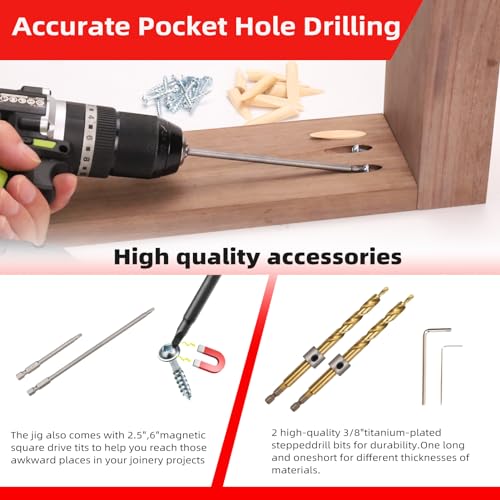 GOINGMAKE All Metal Pocket Hole Jig Kit,Pocket Hole Screw Jig System