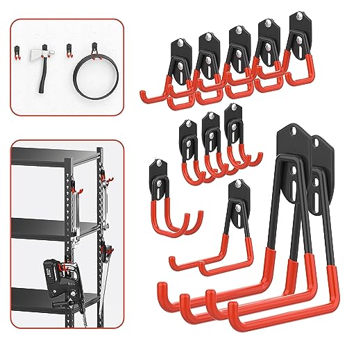 WALMANN Garage Storage Hooks, Wall Mount Utility Hooks for Tools - style: Orange-red Hook