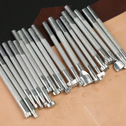 KIDENEI 36 PCS Leather Craft Set with Leather Pyrography Pen, Leather Stamping Tools Leather Carving Set Include Wood Burning Kit, Stamp Punch Set and Adjustable Swivel Knife for Leather Crafting - color: 36 Pcs