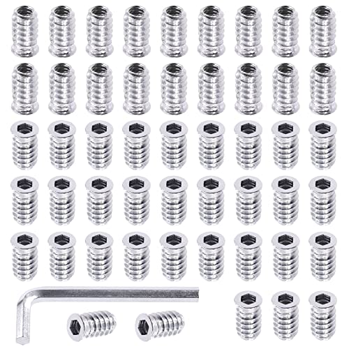 Swpeet 50Pcs 1/4" - 20 x 20mm White Zinc Plated Carbon Steel Carbon Furniture Screw in Nut Threaded Wood Inserts Threaded Inserts Bolt Fastener Connector Hex Socket (1/4" - 20 x 20mm) - size: 1/4" - 20 x 20mm