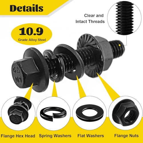 248PCS M6 Flange Hex Bolt Assortment Kit, M6-1.0 x 12/16/20/25/30 mm - size: M6 248pcs
