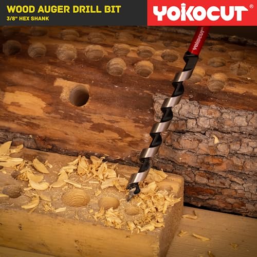 1" x 17" Auger Drill Bit for Wood, Hex Shank 3/8 Inch, 2-Flute Spiral, 13.5" Cutting Depth, High Carbon Steel, Silver Finish, Pack of 1 - size: 1 in, style: Length: 17"