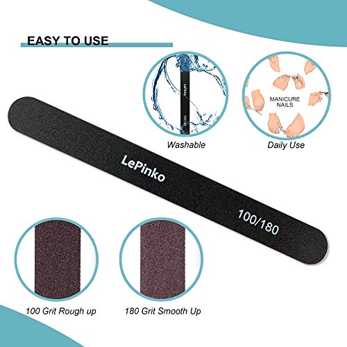 10PCS Double Sided 100/180 Grit Nail File Set - color: Black