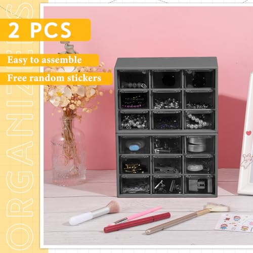 Wenqik 2 Pcs Mini Storage Drawers, Black - color: Black