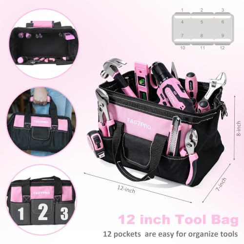 FASTPRO 232-Piece Pink Drill Set for Women, Pink Tool Set with Bag - color: Pink