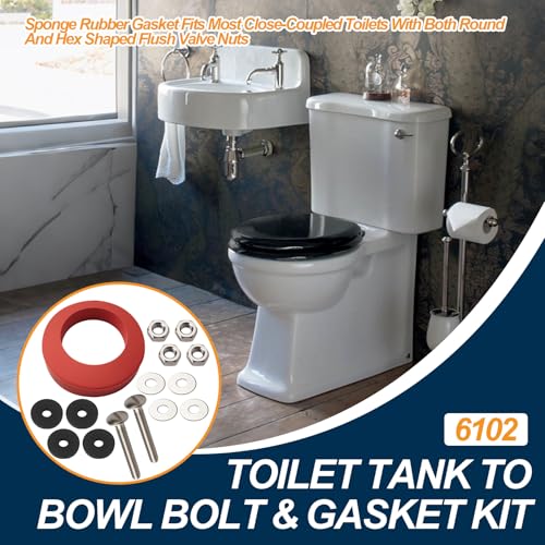 6102 Toilet Tank to Bowl Bolt & Gasket Kit fit for Fluidmaster Toilets