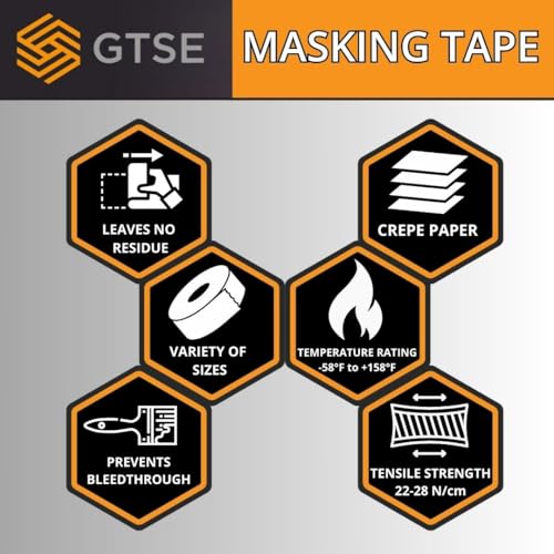 GTSE - Masking Tape 3 inch x 55 Yards (164 ft) 1 Roll - size: 3" x 55 yds