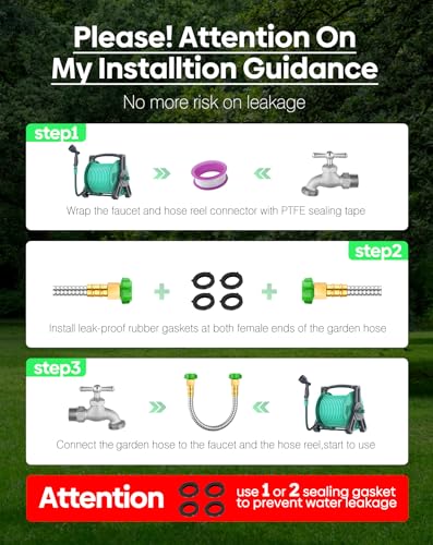 Short Metal Garden Hose 2 ft with Female to Female Connector， Stainless Steel Small Leader Hose for Hose Reel, Long, Flexible, Lightweight & Heavy Duty Water Pipe, Outdoor Water Hose Extension Adapter - size: 2ft Female to Female