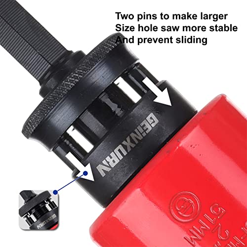 GEINXURN General Quick Change Hole Saw Mandrel, 7/16-Inch and 3/8 Inch Hole Saw Arbor with 3Pcs Central Drill/2PCS Hex wrench/2Pcs Spring - size: GHSM038QC