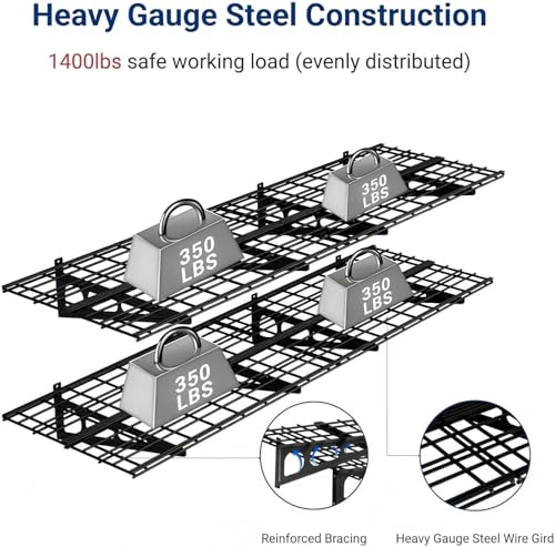 FLEXIMOUNTS 4-Pack 2x3ft Garage Shelving, 24"x72" Storage Shelves, Black - color: Black, size: 4 pack-2x3 ft