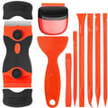 Tallew 9 Pcs Plastic Scraper Set Paint Tool Non Scratch Putty, Orange - color: Orange