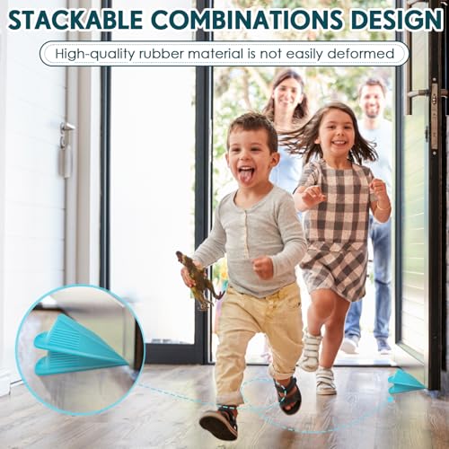 Frienda 2 Pcs Heavy Duty Rubber Door Stops Wedge Stackable,Blue - color: Blue