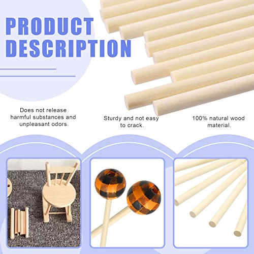 Glarks 160Pcs 5 Sizes Wooden Dowel Rods Kit, 1/8" 3/16" 1/4" 5/16" 3/8" x 6" Dowel Rods Unfinished Hardwood Sticks Craft Sticks for Crafts Making and DIY'ers