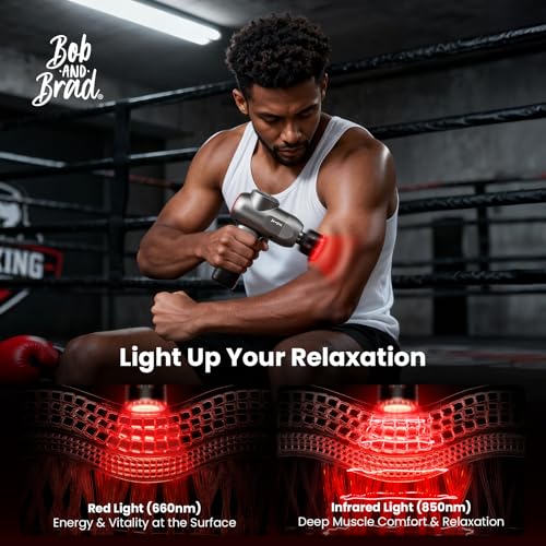 BOB AND BRAD C2 Ultra Massage Gun with Heat, Red LED & Infrared, FSA Eligible Deep Tissue Percussion Massager for Pain Relief, Electric Muscle Recovery for Athletes, HSA Approved - color: Phantom Black