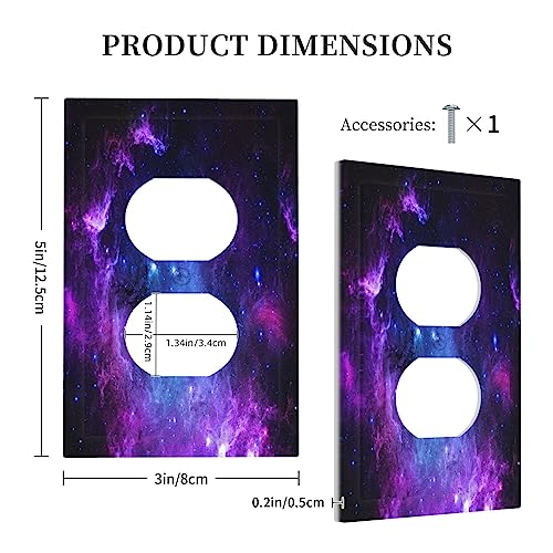 Galaxy Outer Space 1 Gang Duplex Device Wall Plate Cover Outlet Purple Nebula Light Switch Cover Universe Planet Electrical Faceplate Switchplate for Bedroom Bathroom - color: Galaxy Outer Space Purple Nebula Universe Planet, size: 1 Gang Duplex Wall Plat