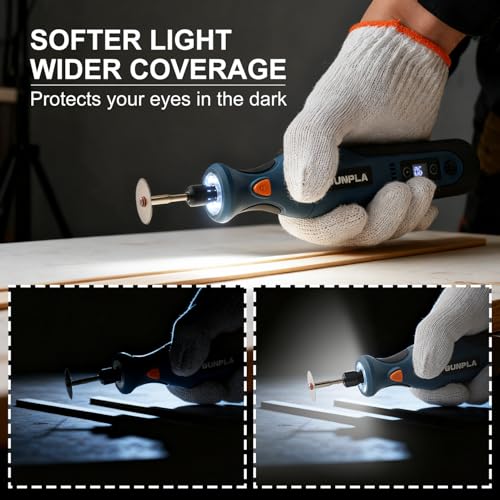 Gunpla Cordless Rotary Tool Kit,12 Speeds, 25000 PRM, Cordless Rotary Tool 66 Pcs Accessories Ring Light for Carving, Cutting, Drilling, Engraving, Sanding, Polishing and DIY Creations