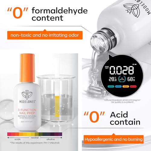 modelones Nail Dehydrator and Primer, 3-in-One HEMA-Free Nourishing Prep - color: Nail Dehydrator and Primer Clear
