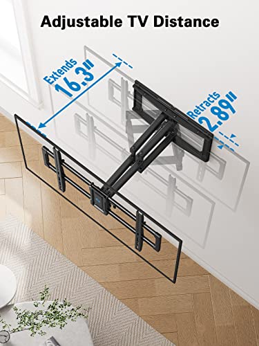 Pipishell Full Motion TV Wall Mount for 40–82 inch TVs, Swivel TV Wall Mount with Smooth Dual Arms, Wall Bracket Fits Most 55+ 65+ 75+ TVs, Max VESA 600x400mm, Fits 12″/16″ Wood Studs, up to 110 lbs - style: Fits 40-82" TVs / Max 16" Wood Stud