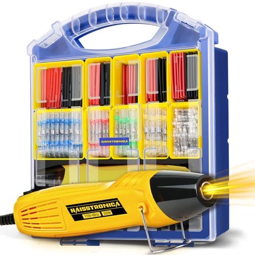 haisstronica Solder Seal Connectors and Tubing Kit, Mini Heat Gun, 450PCS - size: 450PCS