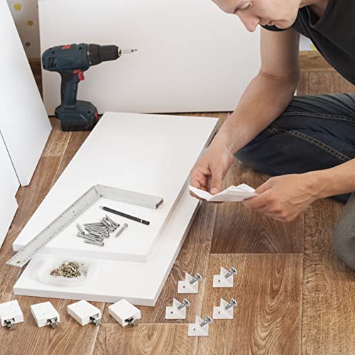 120 Pcs Drawer Wedges with Screws, Drawer Bottom Support Brackets, Fixing Mending Wedges, Plastic Angle Code Bracket Fasteners, Drawer Reinforcement Repair Kit for Furniture Sagging Drawer