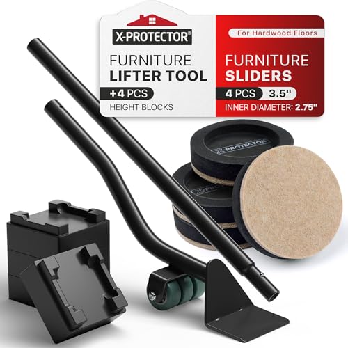 X-Protector Felt Furniture Sliders for Hard Floors & Furniture Lifter Tool