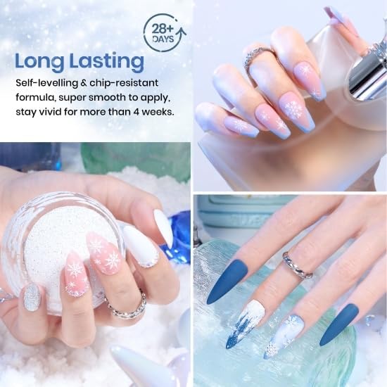 Beetles Teal Gel Nail Polish Set, Navy Blue Jewel Tone Sparkle Gel Polish - color: A - Mixed Finishes | Iceland Lagoon